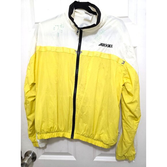 VTG Brooks Y2K Team Washington 90S Yellow & White Jacket Medium Lightweight Wind - Picture 2 of 9
